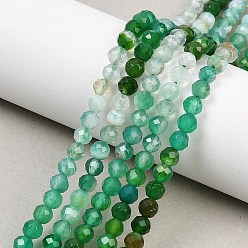 Зеленый агат Натуральный зеленый бисер пряди оникс Агат, граненые, окрашенная и подогревом, круглые, круглые, 4.5 мм, отверстие : 0.8 мм, около 99 шт / нитка, 15.55 дюйм (39.5 см)