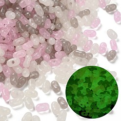 Розово-Коричневый Светящиеся прозрачные акриловые бусины, арахис, светится в темноте, розово-коричневый, 6.5~7x4x3~3.5 мм, отверстие : 1.4 мм