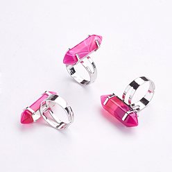 Натуральный Агат Кольца из агатового кольца натуральной полосы, с обнаружением железного кольца, платина, Размер 8, 18 мм