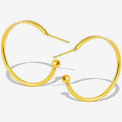 Золотой 304 минималистичные серьги-гвоздики в форме буквы С из нержавеющей стали, золотые, 30x32 мм