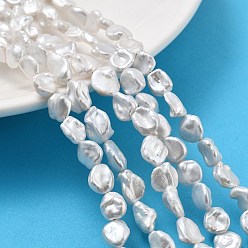 Гейнсборо Натуральный жемчуг в стиле барокко кеши, культивированный пресноводный жемчуг, самородки, класс 7а++, светло-серые, 8~9x7~8x3~4 мм, отверстие : 0.6 мм, около 50 шт / нитка, 15.16'' (38.5 см)