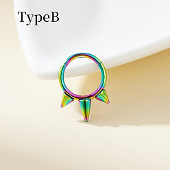 Rainbow Color 316 хирургические кольца для носа из нержавеющей стали с шипами, конус, Радуга цветов, 10 мм, штифты : 1.2 мм