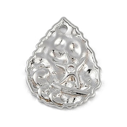 Платинированный Латунные микропаве прозрачные подвески с фианитом, без кадмия, без никеля и без свинца, слеза, Реальная платина, 19x15x1.5 мм, отверстие : 1.4 мм