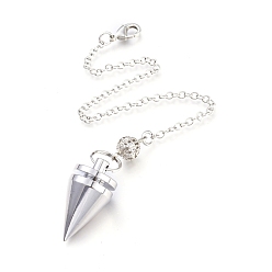 Платина Биолокационные маятники с латунным конусом, с карабин-лобстерами , платина, 220x2.5 мм