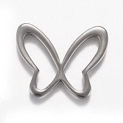 Color de Acero Inoxidable Resistente al deslustre 304 anillos de unión de acero inoxidable, mariposa, color acero inoxidable, 24x29.5x2 mm
