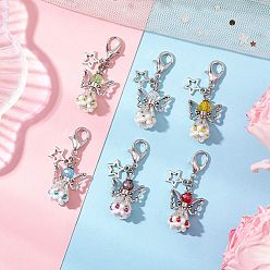 (52) Непрозрачная лаванда Подвесные украшения из стеклянных бусин и сплава в виде ангела, подвески с застежкой-клешней в виде лобстера для украшений сумок, старинное серебро и платина, разноцветные, 45 мм