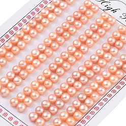 Pink Сорт 6бусины из натурального культивированного пресноводного жемчуга, половине просверлил, полукруглые бусины, розовые, 5~5.5x4 мм, отверстие : 1 мм