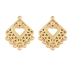 Rhombus 304 из нержавеющей стали Компоненты для люстр ссылки, золотые, ромб, 31x25x2.5 мм, отверстие : 1.8 мм, 2 шт / комплект