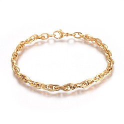 Золотой Ионное покрытие (ip) 304 браслеты-цепочки из нержавеющей стали, с карабин-лобстерами , золотые, 8-1/4 дюйм (21 см), 5 мм