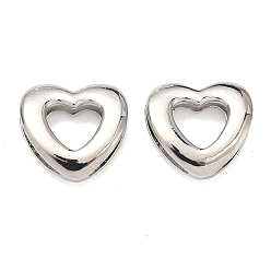 Платина Латунные кольца для соединения сердечек, долговечный, стойки покрытие, без свинца и без кадмия, платина, 14.5x15.5x5 мм, отверстие : 11.5x2.5 мм