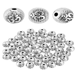 Antique Silver 80pcs Tibetan Style Alloy Beads, Round, Antique Silver, 8mm, Hole: 1mm