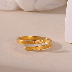 Золотой 304 из нержавеющей стали манжеты кольца, слово доверие богу, золотые, внутренний диаметр: 17 мм