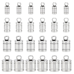 Нержавеющая Сталь Цвет 60 шт. 4 стили 201 наконечники шнура из нержавеющей стали, колонка, цвет нержавеющей стали, 7.5~10.5x3~7 мм, отверстие : 1.6~2 мм, внутренний диаметр: 2~6 мм, 15 шт / стиль