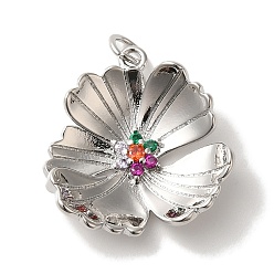Платина Стойка металлическая латунная микропрофилированная кубическая циркония подвески, с целью перехода в кольце, без кадмия и без свинца, долговечный, цветок, платина, 22x21.5x5.5 мм, отверстие : 3 мм