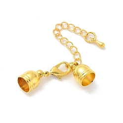 Золотой Латунный удлинитель цепи, с концами шнура и защелками лобстера, золотые, 31 мм длиной, конец шнура: 5 мм шириной, 8 мм длиной, отверстие : 3 мм