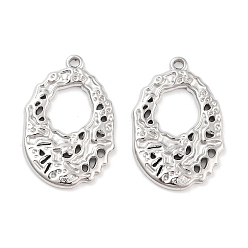 Нержавеющая Сталь Цвет Не тускнеющие 304 подвески из нержавеющей стали, фактурный овальный шарм, цвет нержавеющей стали, 22.5x15x2 мм, отверстие : 1.2 мм