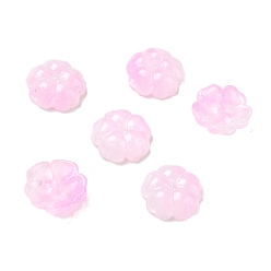 Violet Gradient Color Transparent Glass Bead Cap, 5-Petal Flower, Violet, 13x4.5mm, Hole: 1.4mm