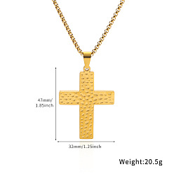 Золотой 201 Подвески-кресты из нержавеющей стали с религиозным рисунком, унисекс., золотые, 23.62 дюйм (60 см), Кулон : 47x32 мм
