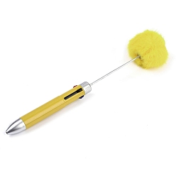 Желтый Пластиковая шариковая ручка, железная ручка из бисера, С мячом pom pom, для индивидуальной ручки своими руками, желтые, 184~185x12.5 мм