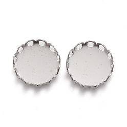 Нержавеющая Сталь Цвет Устойчивы к потускнению 304 оправы из нержавеющей стали, кружева края ободок чашки, плоско-круглые, цвет нержавеющей стали, лоток : 10 мм, 11x3 мм