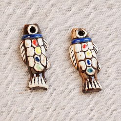 Fish Ручной работы фарфора большие кулоны, фантазии античного стекла фарфора, рыба, 66x29x11 мм, отверстие : 5 мм