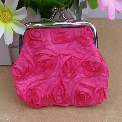 Темно-Розовый Сумочка трапециевидной формы из полиэстера, с железным каркасом для сумочки и пудрой с блестками, принадлежности для американских кукол, цветочным узором, темно-розовыми, 70x90 мм