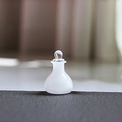 Белый Миниатюрная бутылка из боросиликатного стекла, с крышкой, аксессуары для кукольного домика с микро-ландшафтом, притворяясь опорными украшениями, белые, 21x18 мм