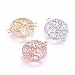 (52) Непрозрачная лаванда Латунные микро проложить кубических ссылки циркония, плоские круглые с дерева жизни, разноцветные, 15.5x20x2 мм, отверстие : 1 мм