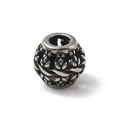 Античное Серебро 304 из нержавеющей стали европейские шарики, бусины с большим отверстием, рондель, античное серебро, 10x9 мм, отверстие : 4.5 мм