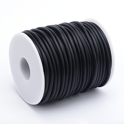 Black Hollow Pipe PVC Tubular Synthetic Rubber Cord, Wrapped Around White Plastic Spool, Black, 2mm, Hole: 1mm, about 54.68 yards(50m)/roll