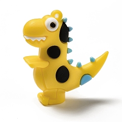 Желтый Пластиковые большие подвески из пвх, очарование динозавра, желтые, 52x51x20.5 мм, отверстие : 3 мм