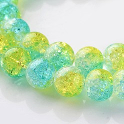 Mixed Color Crackle Glass Round Bead Strands, Mixed Color, 8mm, Hole: 1mm, about 49pcs/strand, 14.5 inch