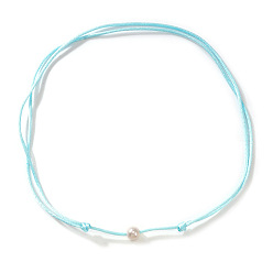 Светло-Голубой Подвеска в виде белого картофеля из искусственного жемчуга, регулируемый шнурок для ожерелья для женщин., Небесно-голубой, 33.07 дюйм (84 см)