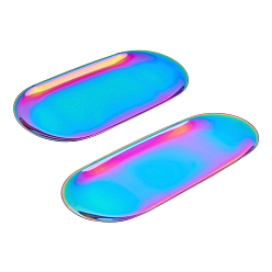 Rainbow Color 430 полотенцесушитель из нержавеющей стали, лоток для хранения фруктов лотки косметика органайзер для ювелирных изделий, овальные, Радуга цветов, 18x8.6x0.8 см, Внутренний размер: 17.5x8.1 см, 1 PC
