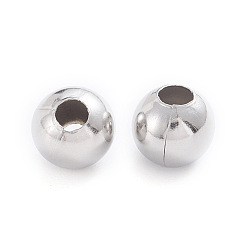 Stainless Steel Color 304 Stainless Steel Beads, Hollow Round, Stainless Steel Color, 8x7.5mm, Hole: 2.5~3mm, 200pcs/bag