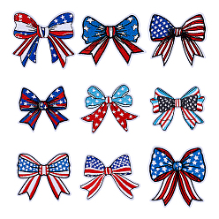 Mixed Color 9Pcs Polyester Embroidery Sew on Ornament Accessories, Bowknot, Mixed Color, 55~70x68~70x1.5~2mm