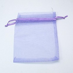 Medium Purple Organza Gift Bags, Jewelry Mesh Pouches for Wedding Party Christmas Gifts Candy Bags, with Drawstring, Rectangle, Medium Purple, 12x10cm