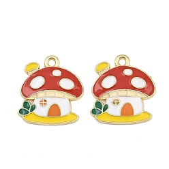 Гриб Подвески из сплава с эмалью на тему благодарения, без кадмия и без свинца, золотой свет, гриб, 19.5x17.5x2 мм, отверстие : 1.6 мм