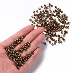 Coconut Brown 6/0 Glass Seed Beads, Metallic Colours, Coconut Brown, 4mm, Hole: 1mm, about 4500pcs/pound