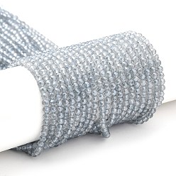 Светло-Синий Гальванизируйте прозрачное стекло бисер нитей, с покрытием цвета радуги, граненые круглые, голубой, 3x2.5 мм, отверстие : 0.7 мм, около 130~135 шт / нитка, 12.99~14.17 дюйм (33~36 см)