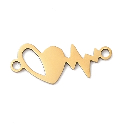 Настоящее золото 18K 201 подвески в форме сердца из нержавеющей стали, реальный 18 k позолоченный, 9x22x1 мм, отверстие : 1.6 мм