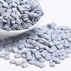 (TL498FR) Matte Opaque Gray AB MIYUKI TILA Beads, Japanese Seed Beads, 2-Hole, (TL498FR) Matte Opaque Gray AB, 5x5x1.9mm, Hole: 0.8mm, about 590pcs/50g