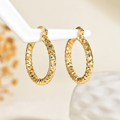 Настоящее золото 18K Серьги-кольца из текстурированной латуни прямоугольной формы, реальный 18 k позолоченный, 34x30 мм