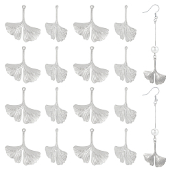 Нержавеющая Сталь Цвет 50 шт. 304 подвески из нержавеющей стали, гинкго лист, цвет нержавеющей стали, 28x26x2 мм, отверстие : 1 мм