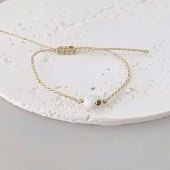 Белый Плетеные браслеты из хлопкового шнура, Браслеты из латуни с эмалированными бусинами, плетеные из бусин, для женщин и мужчин., числовой шар, белые, 7.87 дюйм (20 см)