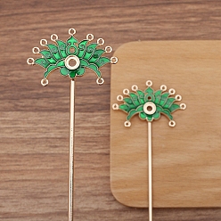 Зеленый Цветок сплав эмаль палочка для волос находка, Древний стиль ханьфу аксессуары для женщин и девочек, зелёные, 120 мм
