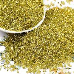 Темный Хаки Краска для выпечки посеребренный стеклянный бисер, цилиндр, Темный хаки, 1.6x1.3 мм, отверстие : 0.8 мм, Около 60000 шт / фунт