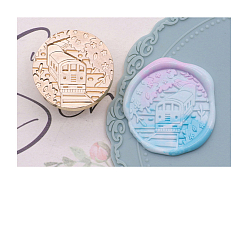 Train Golden Tone Wax Seal Brass Stamp Head, for Invitations, Envelopes, Gift Packing, Train, 25mm