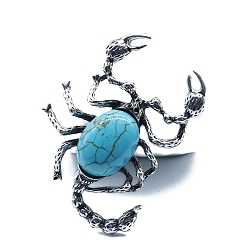 Синтетическая Бирюза Синтетический бирюзовые большие кулоны, Подвески в виде скорпиона из старинного серебряного сплава, 51x38 мм