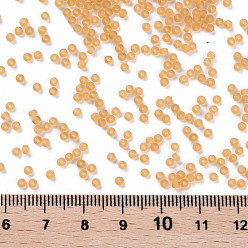 Sandy Brown 12/0 Grade A Round Glass Seed Beads, Transparent Frosted Style, Sandy Brown, 2x1.5mm, Hole: 0.8mm, 30000pcs/bag